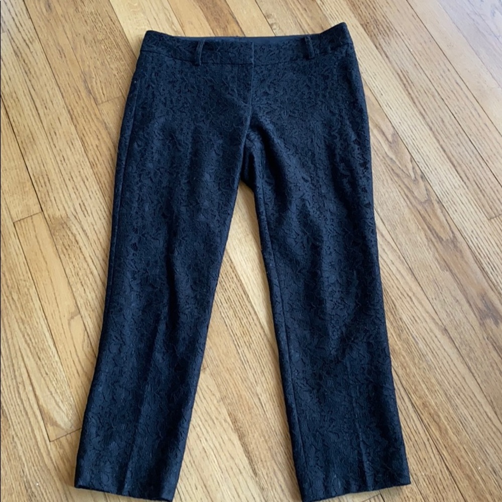 Ann Taylor black lace ankle length pants.